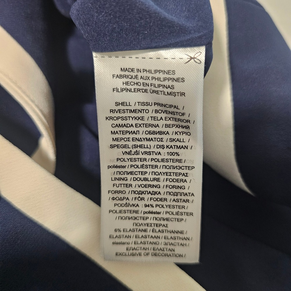 Lauren Ralph Lauren Georgette Blazer Women 16 Navy Blue Crest Trim Nautical - Picture 9 of 9